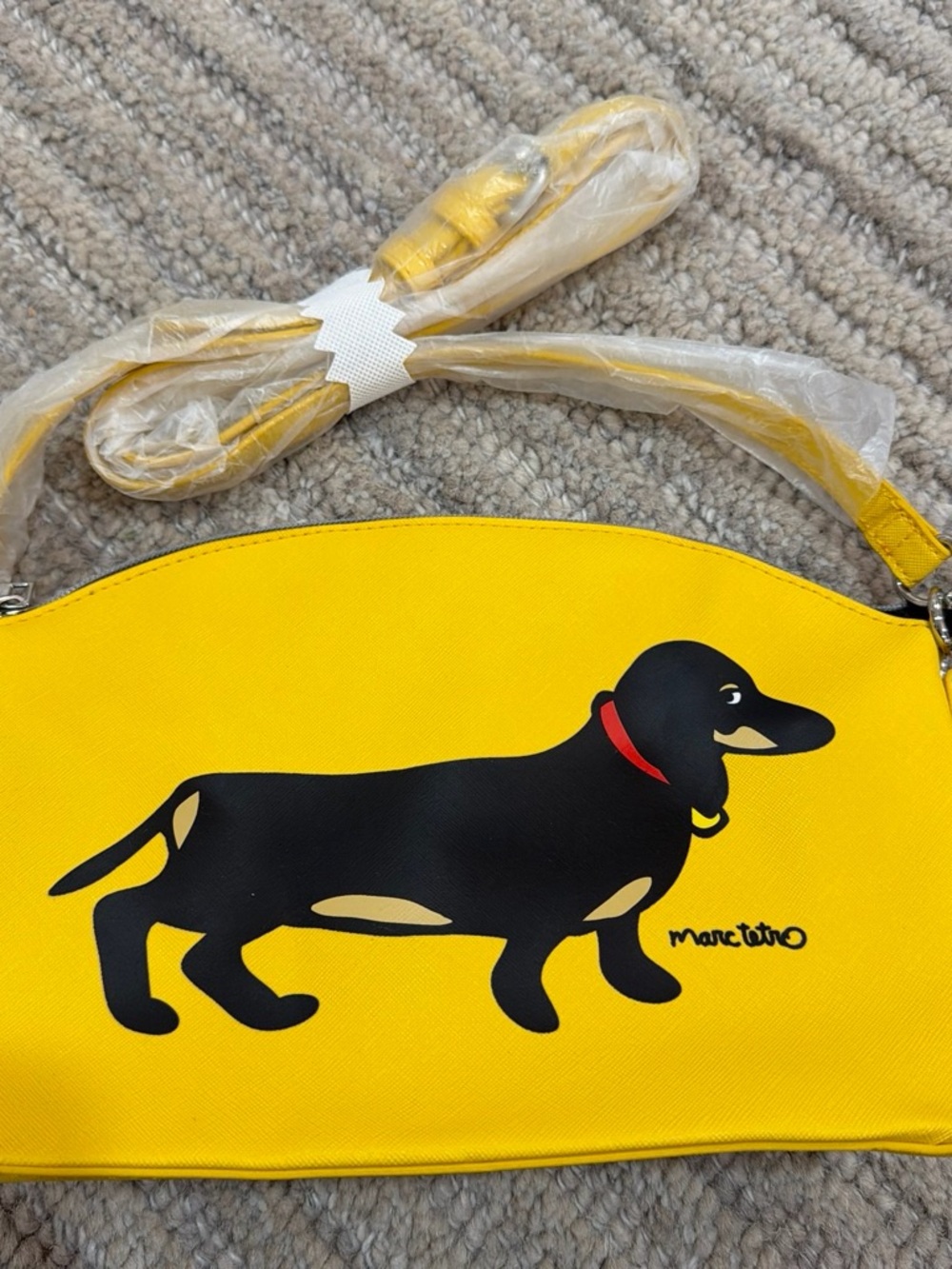 Marc Tetro Yellow Dachshund Crossbody Bag for Dogs Print